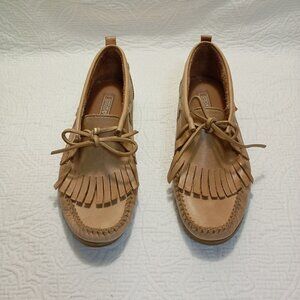 Coach Moccasin Loafers 7B Womens Tan Leather Fringe
